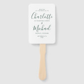 Elegant modern Emerald Script Wedding Programme Handwaaier (Voorkant)