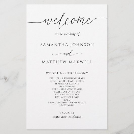 Elegant modern en eenvoudig huwelijksprogramma (Voorkant)