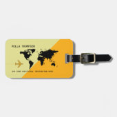 Elegant, modern en geometrisch reisgeel bagagelabel (Voorkant horizontaal)