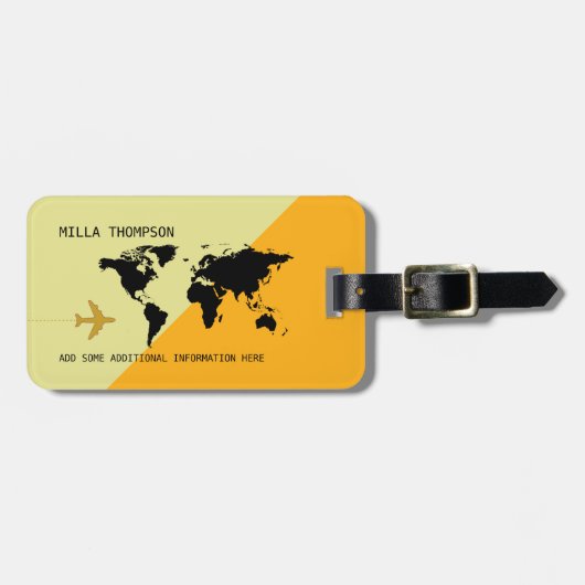 Elegant, modern en geometrisch reisgeel bagagelabel (Voorkant horizontaal)