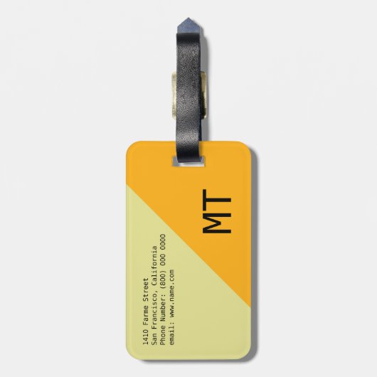 Elegant, modern en geometrisch reisgeel bagagelabel (Achterkant verticaal)