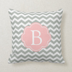 Elegant, modern en klassiek grijs chevron-monogram kussen