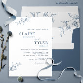 Elegant Modern en Minimal Blue Wedding Invitation Kaart