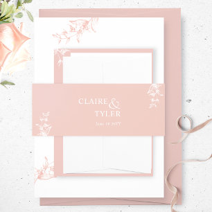 Elegant Modern en Minimale Blush Roze Bruiloft Uitnodigingen Wikkel