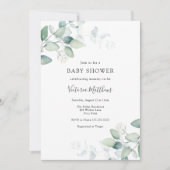 Elegant Modern Eucalyptus Baby shower Invitation Kaart (Voorkant)