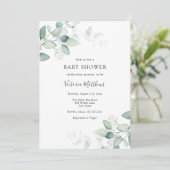 Elegant Modern Eucalyptus Baby shower Invitation Kaart (Staand voorkant)
