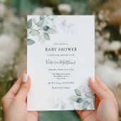 Elegant Modern Eucalyptus Baby shower Invitation Kaart