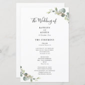 elegant modern Eucalyptus greenery bruiloft-progra (Voorkant / Achterkant)