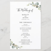 elegant modern Eucalyptus greenery bruiloft-progra (Voorkant)