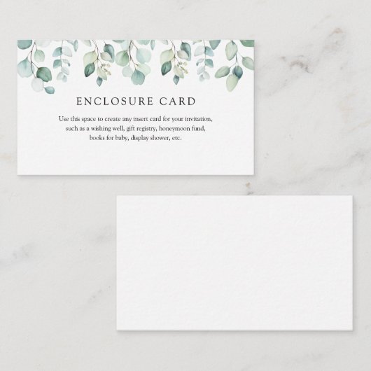 Elegant Modern Eucalyptus Greenery Informatiekaartje (Voorkant / Achterkant)