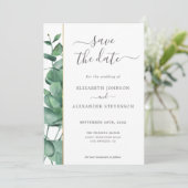 Elegant modern eucalyptus greenery simpele bruilof save the date (Staand voorkant)