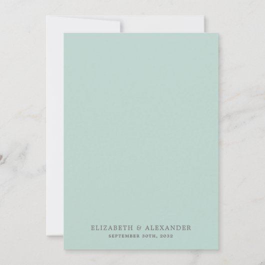 Elegant modern eucalyptus greenery simpele bruilof save the date (Achterkant)