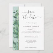 Elegant modern eucalyptus greenery simpele bruilof save the date (Voorkant)