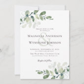 Elegant Modern Eucalyptus Greenery Wedding Kaart (Voorkant)