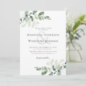 Elegant Modern Eucalyptus Greenery Wedding Kaart (Staand voorkant)