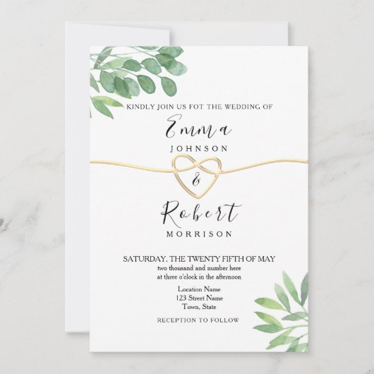 Elegant Modern Eucalyptus Greenery Wedding Kaart (Voorkant)