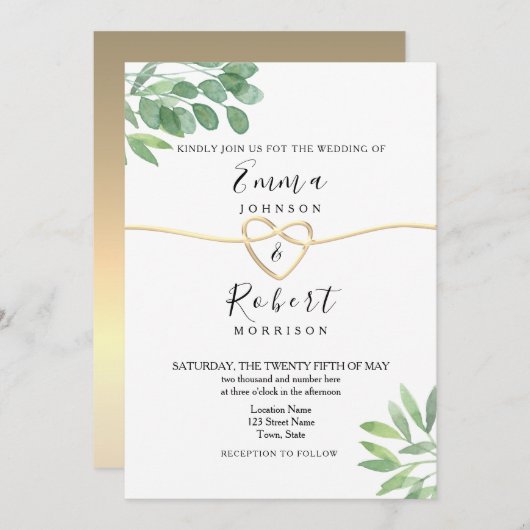 Elegant Modern Eucalyptus Greenery Wedding Kaart (Voorkant / Achterkant)