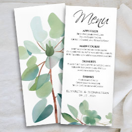 Elegant Modern Eucalyptus Groen Bruiloft Menu