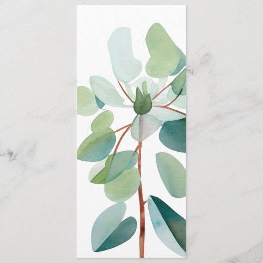 Elegant Modern Eucalyptus Groen Bruiloft Menu (Achterkant)