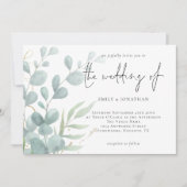 Elegant Modern Eucalyptus Poeder Blauw Bruiloft In Kaart (Voorkant)