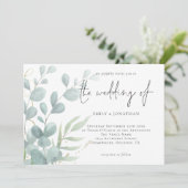 Elegant Modern Eucalyptus Poeder Blauw Bruiloft In Kaart (Staand voorkant)