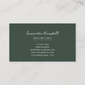 Elegant Modern Eucalyptus & Script Emerald Green Visitekaartje (Achterkant)