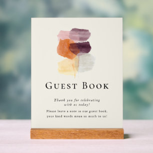 Elegant Modern Fall Leaves bruiloft gastenboek Acryl Bord