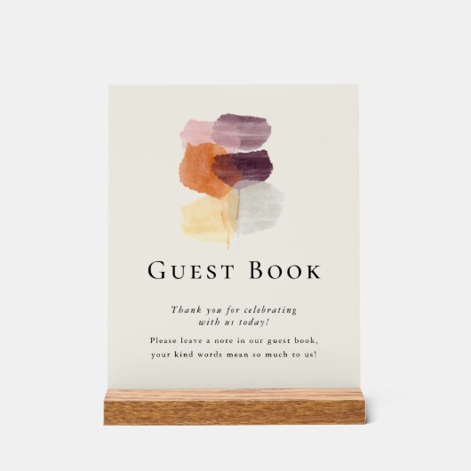 Elegant Modern Fall Leaves bruiloft gastenboek Acryl Bord (Voorkant)