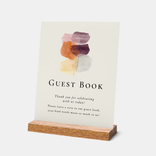 Elegant Modern Fall Leaves bruiloft gastenboek Acryl Bord (Hoek)