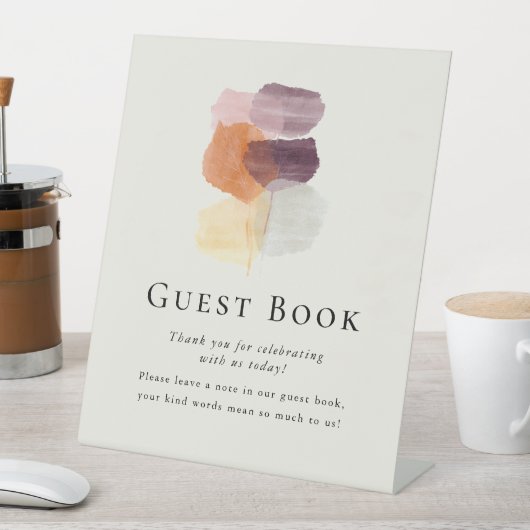 Elegant Modern Fall Leaves bruiloft gastenboek Reclamebord Met Voetstuk (Insitu)