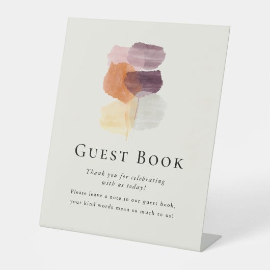 Elegant Modern Fall Leaves bruiloft gastenboek Reclamebord Met Voetstuk (Voorkant)