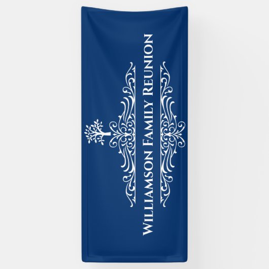 Elegant modern Family Tree Monogram Event Spandoek (Verticaal)