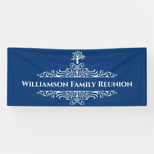 Elegant modern Family Tree Monogram Event Spandoek (Horizontaal)