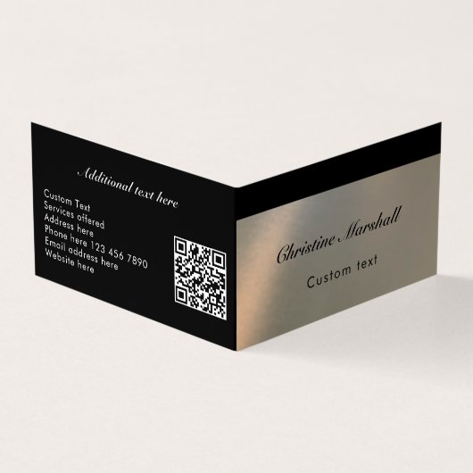 Elegant Modern Faux Brushed Metal QR Code Custom Visitekaartje (Buitenkant)