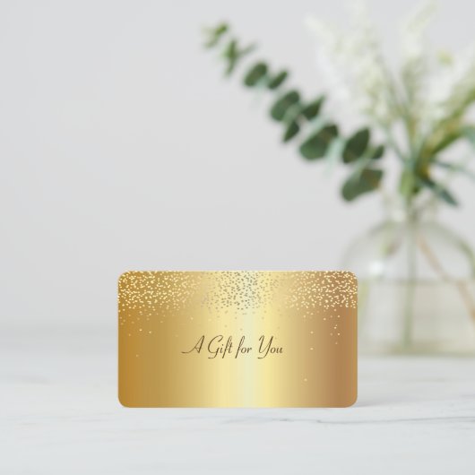 Elegant Modern Faux Gold Confetti Kortingskaartje (Staand voorkant)