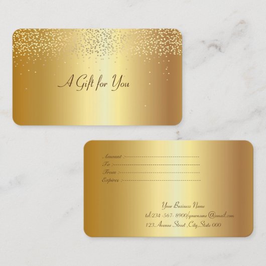 Elegant Modern Faux Gold Confetti Kortingskaartje (Voorkant / Achterkant)