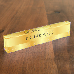 Elegant Modern Faux Gold gepersonaliseerde Sjabloo Naambordje