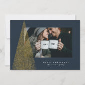 Elegant modern faux Gold kerstboom, foto Feestdagenkaart (Voorkant)