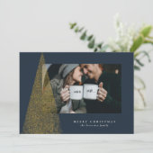 Elegant modern faux Gold kerstboom, foto Feestdagenkaart (Staand voorkant)