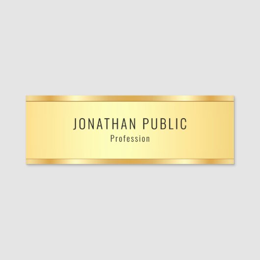Elegant Modern Faux Gold Metallic look Sjabloon Naamplaatje (Voorkant)
