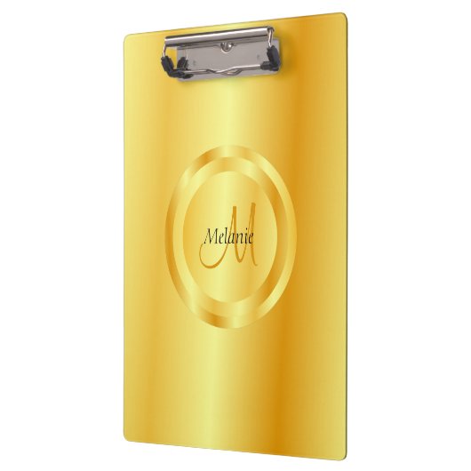 Elegant Modern Faux Gold Monogram Sjabloon Klembord (Links)