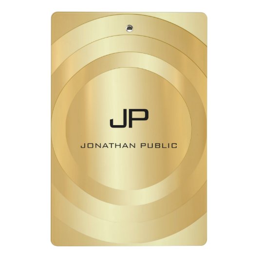 Elegant modern Faux Gold Monogram Sjabloon Mini Klembord (Achterkant)