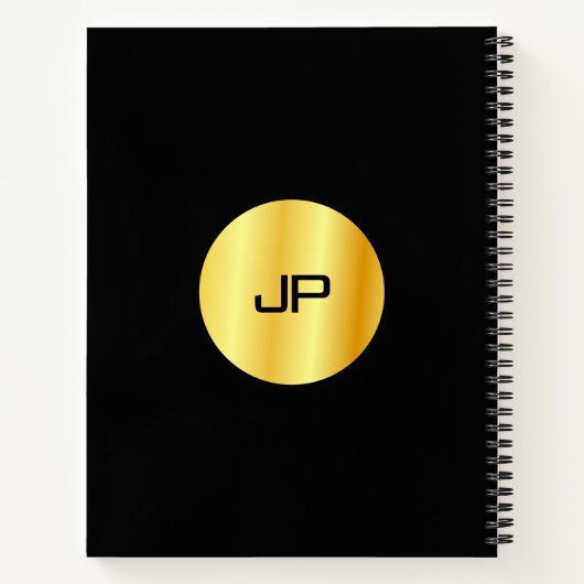 Elegant Modern Faux Gold Monogram Sjabloon Notitieboek (Achterkant)