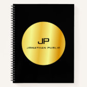 Elegant Modern Faux Gold Monogram Sjabloon Notitieboek (Voorkant)