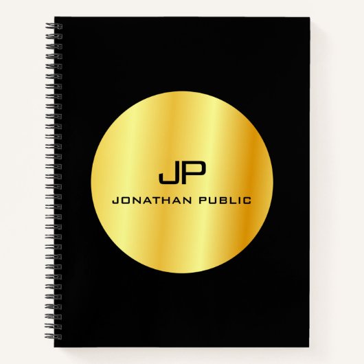 Elegant Modern Faux Gold Monogram Sjabloon Notitieboek (Voorkant)