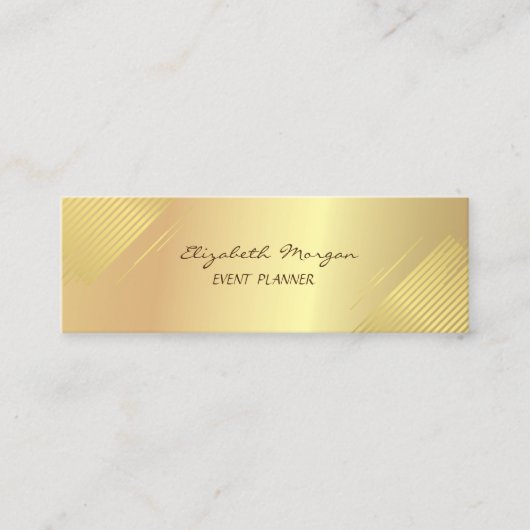 Elegant Modern, Faux Gold, Stripes Mini Visitekaartje (Voorkant)