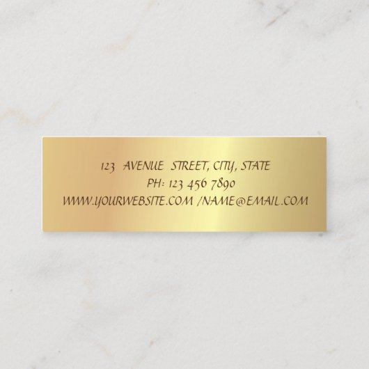 Elegant Modern, Faux Gold, Stripes Mini Visitekaartje (Achterkant)