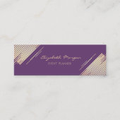 Elegant Modern, Faux Gold, Stripes, Violet Mini Visitekaartje (Voorkant)