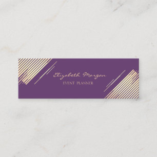 Elegant Modern, Faux Gold, Stripes, Violet Mini Visitekaartje