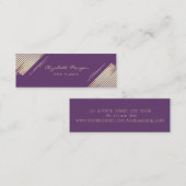 Elegant Modern, Faux Gold, Stripes, Violet Mini Visitekaartje (Voorkant / Achterkant)